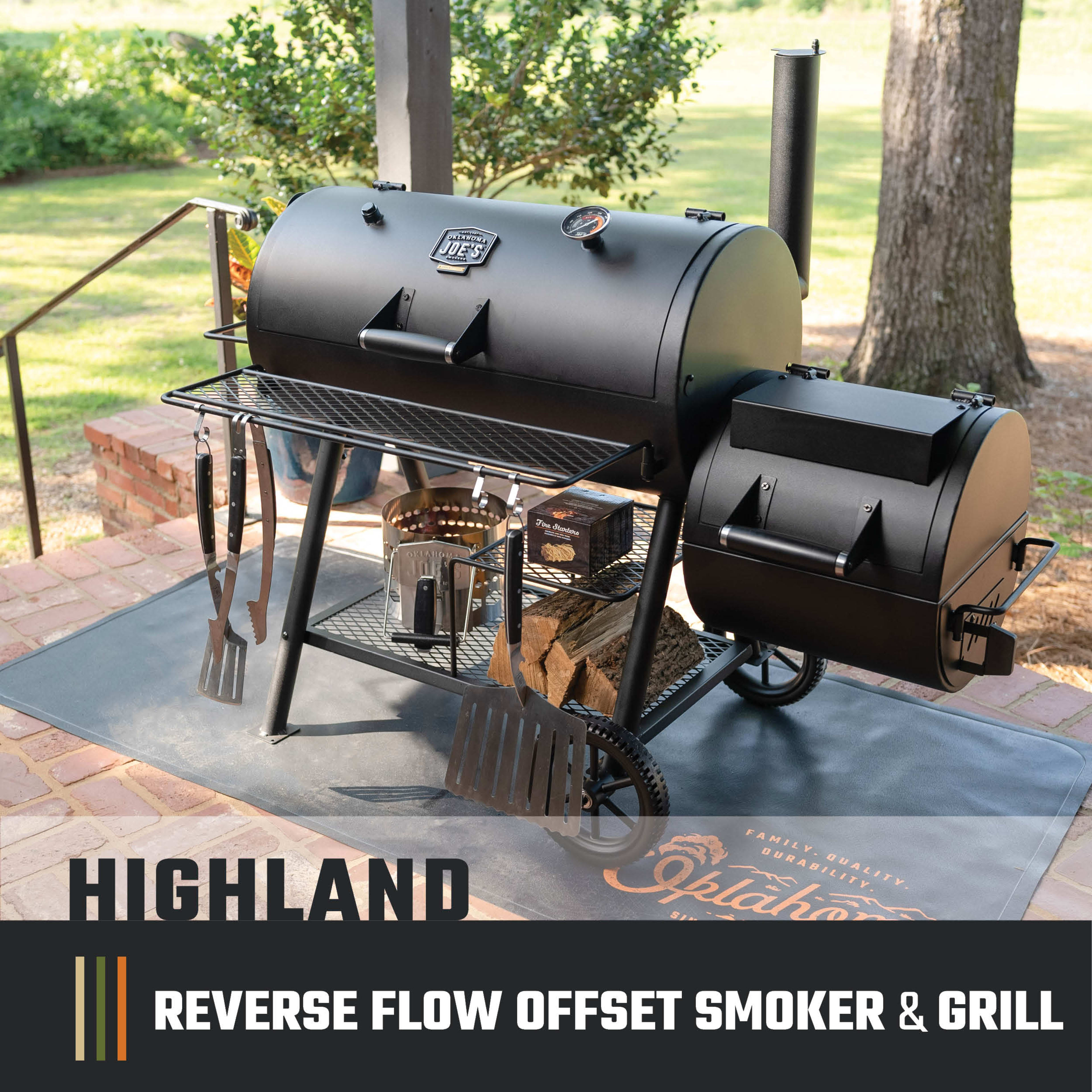 Highland Offset Reverse Flow Smoker & Grill