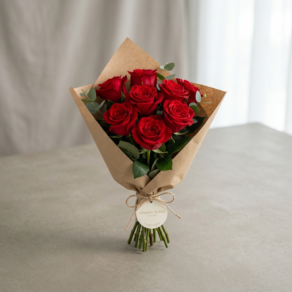 Minimal Red Roses Bouquet