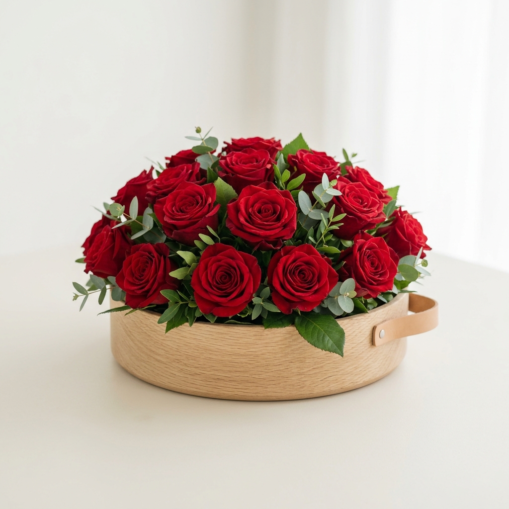 Minimal Red Roses Basket