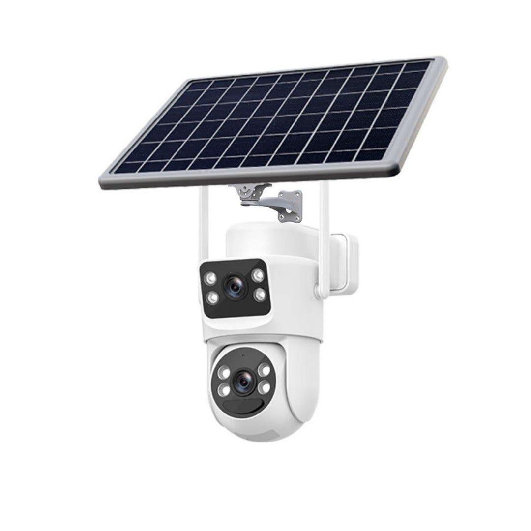 Caméra solaire IP double objectif extérieure PTZ 8MP 4G