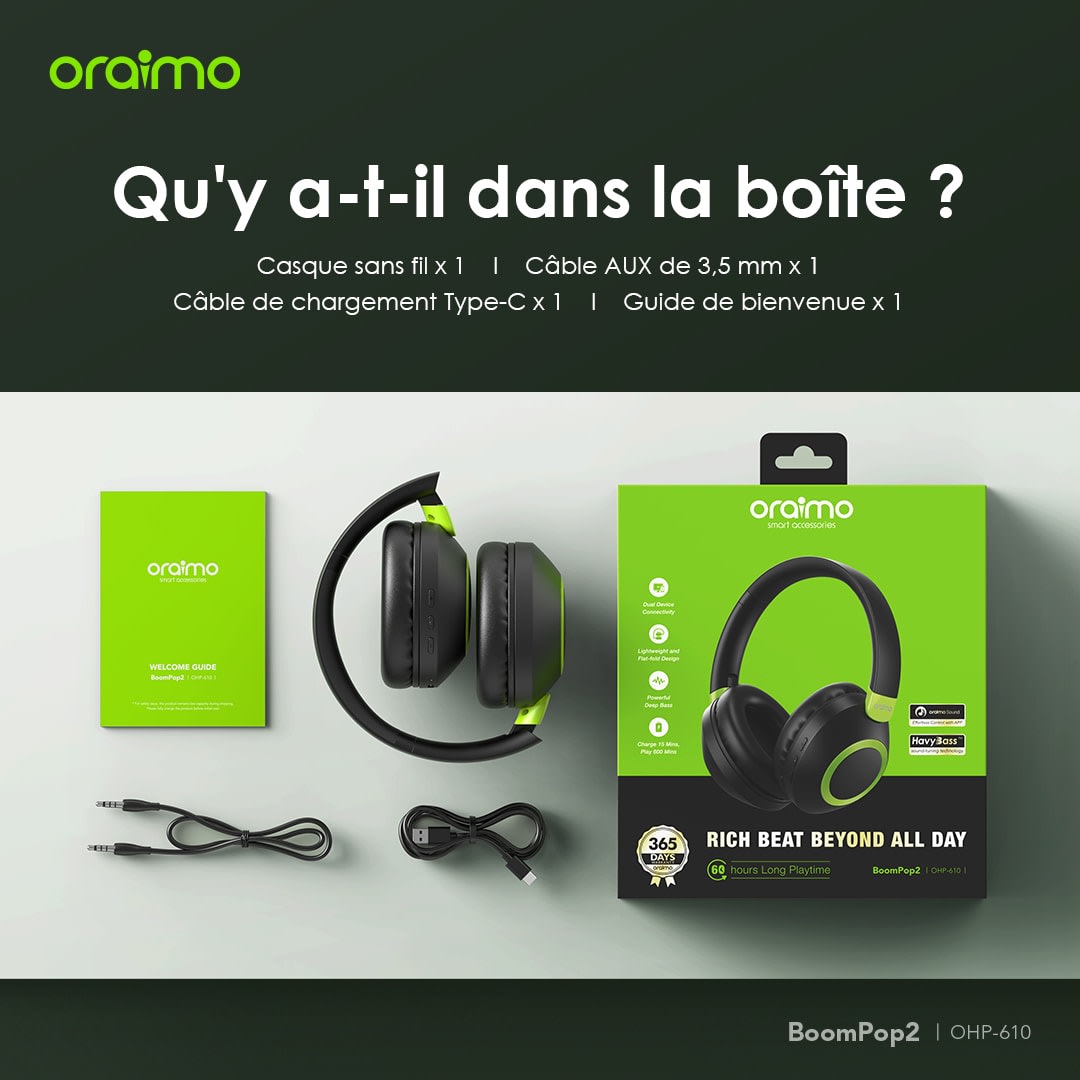 Casque Bluetooth Oraimo BoomPop 2