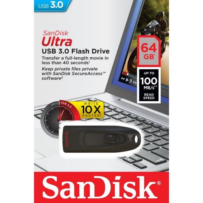 Clé USB 3.0 SanDisk Ultra 64 Go