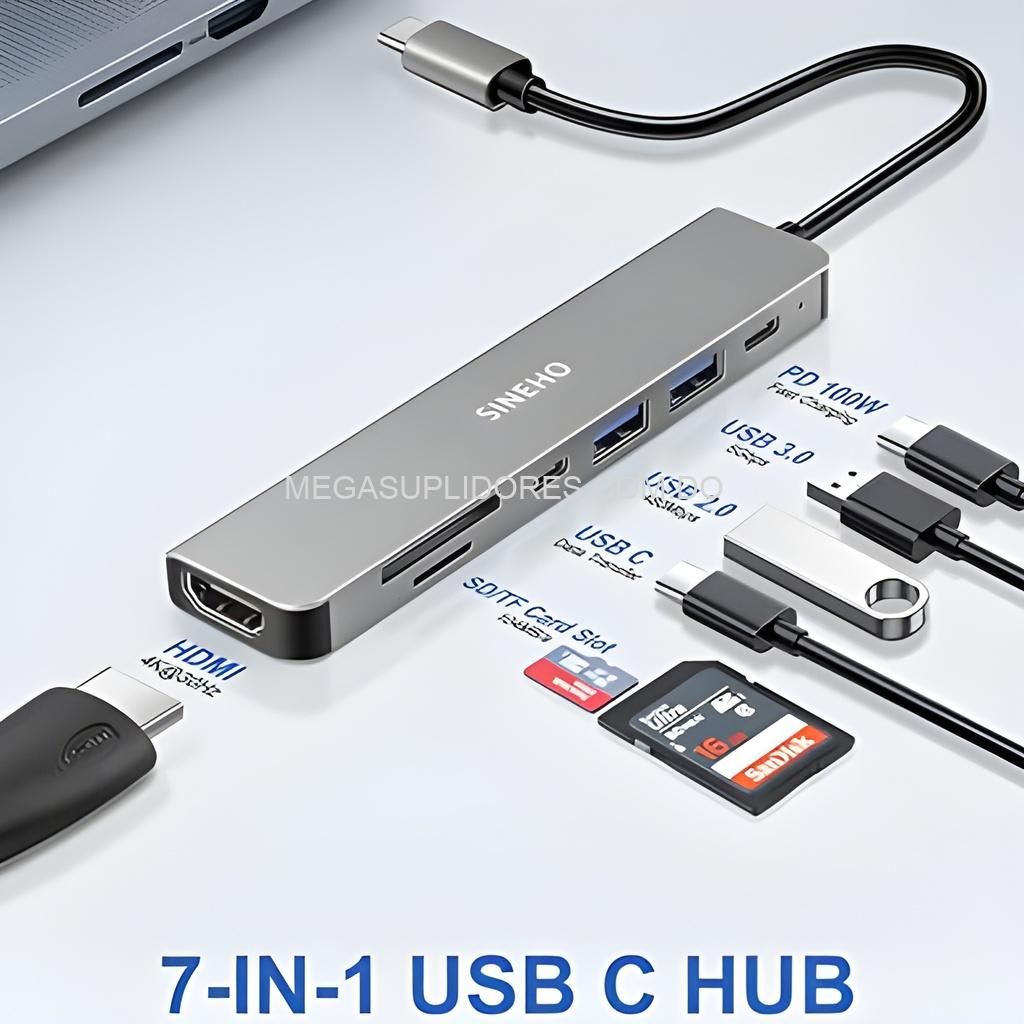 Hub USB-C 7-en-1 HDMI 4K / USB 3.0 / SD