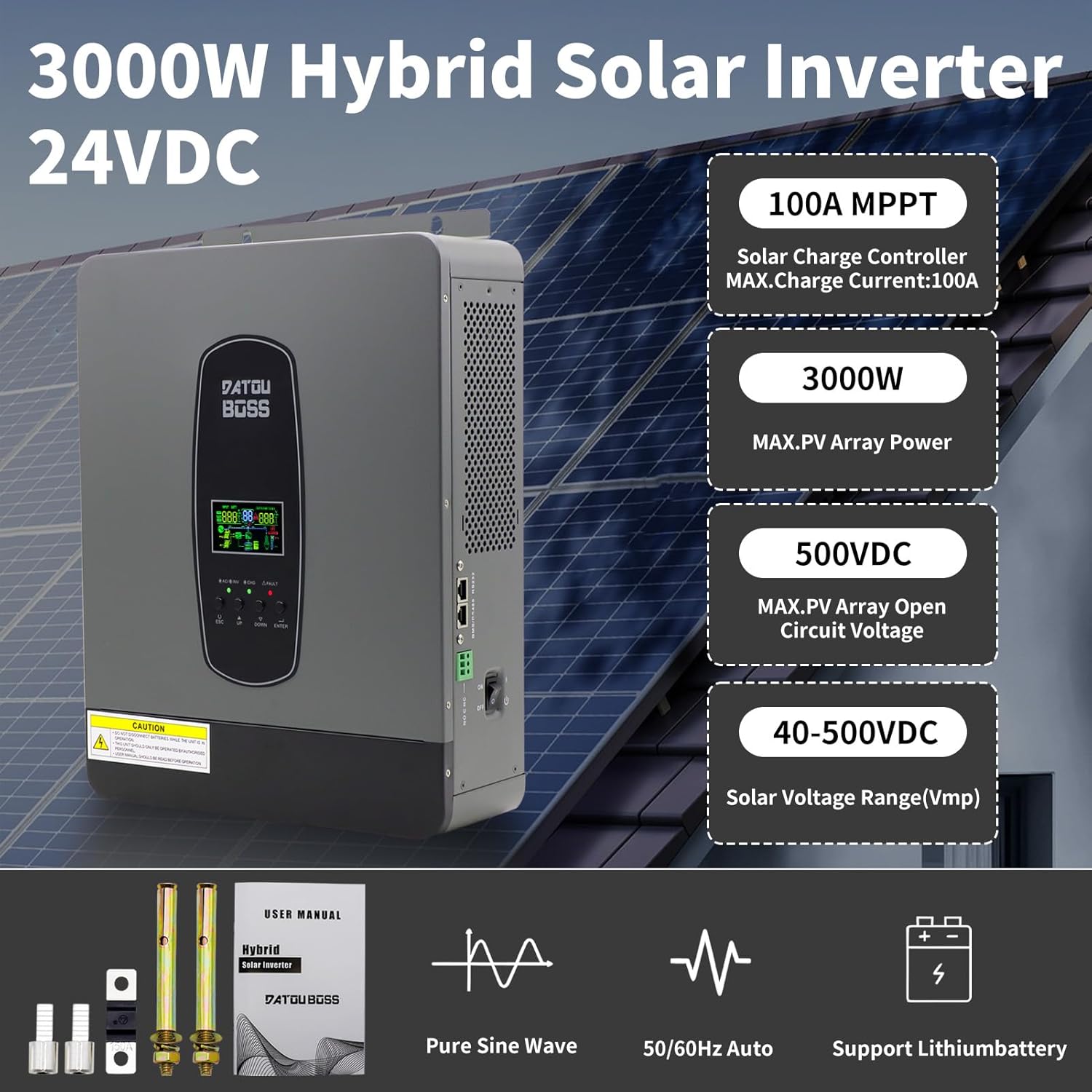 Onduleur Hybride Solaire 3KW 24V MPPT