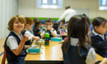 CGS (Children's Garden School) - Lunchtime for Early Start (preschool) in the gym. 