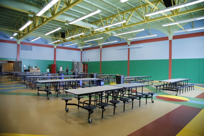 Calgary Academy & Calgary Collegiate - Our brightly coloured Multi-Purpose Room serves a variety of purposes, the most important being our daily cafeteria! 