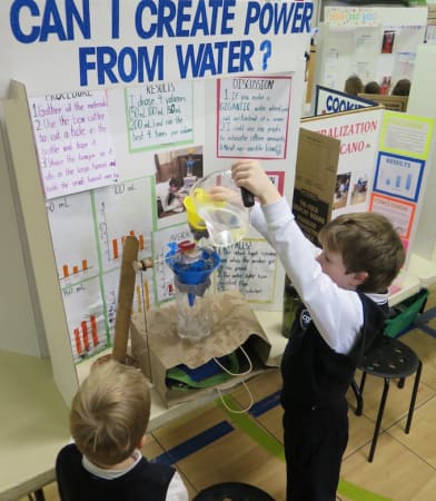CGS (Children's Garden School) - Can I create power from water? Grade 2 Science Fair project. 