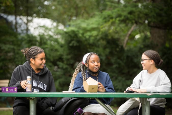 The Linden School - Students enjoying the outdoors and the nearby ravine. 