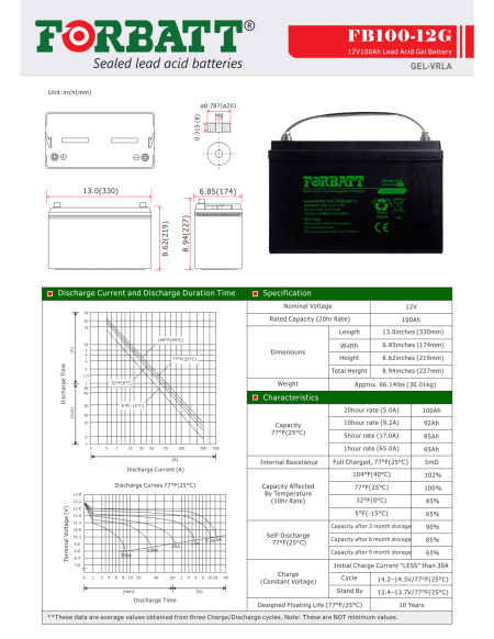 Forbatt 12V100Ah Gel Battery document - default