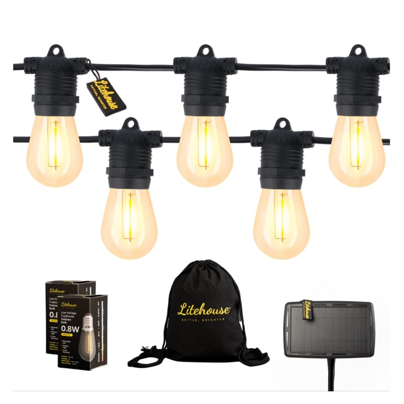 「Light Mellow Sunshine」 Litehouse Solar Festoon Outdoor Bulb String Lights 10 Meter