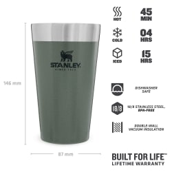Stanley Adventure Stacking Beer Pint/Tumbler 470ml Hammertone Green
