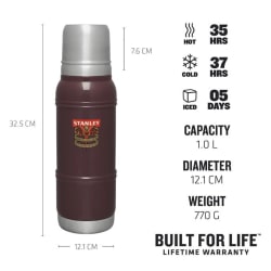 Stanley The Milestones Thermal Bottle 1L Garnet Gloss 1940 (Limited Edition)