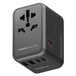 Momax 1-World 70W GaN 5-Port + AC Travel Adapter Black