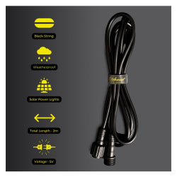 Litehouse 2m Extension Cord Accessory for Solar Festoon Bulb String Lights - 5V