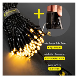 Litehouse Solar Outdoor LED Fairy Lights - Black String 10 Meter