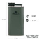 Stanley Classic Pocket Flask 236ml Easy Pour Wide Mouth Hammertone Green, product, thumbnail for image variation 3