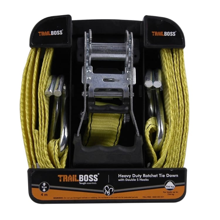 TrailBoss 4M Ratchet Tie Down with Double S-Hooks 1Pack - default