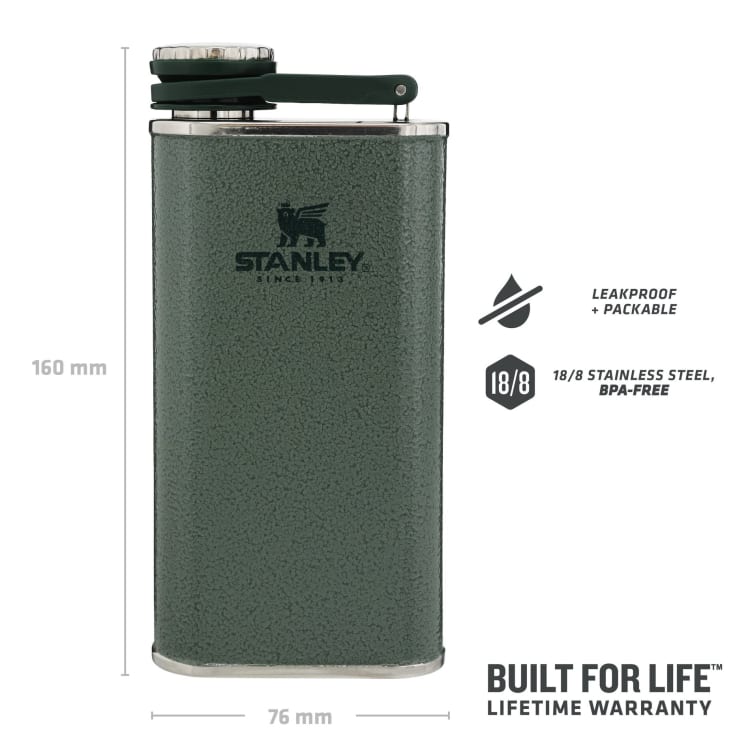 Stanley Classic Pocket Flask 236ml Easy Pour Wide Mouth Hammertone Green - default