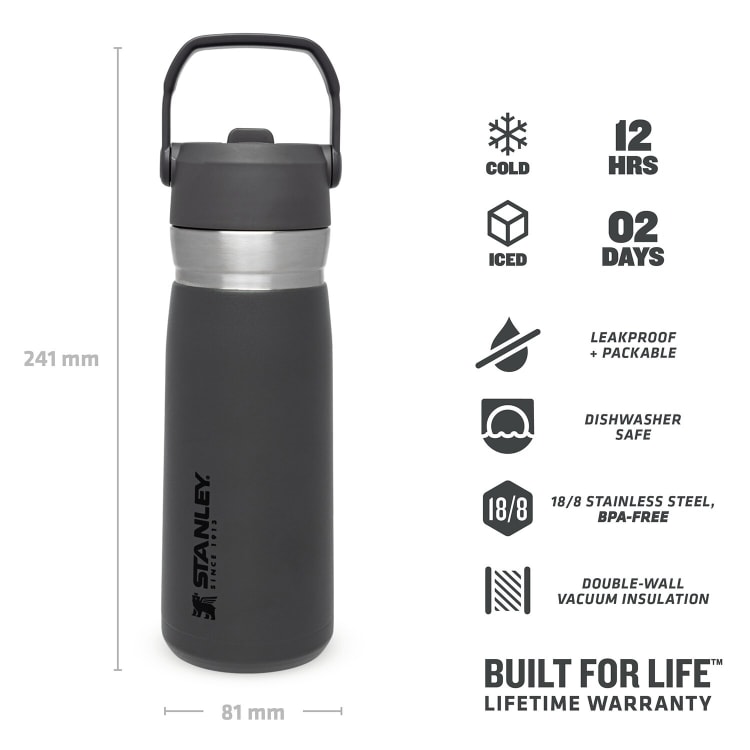 Stanley IceFlow Flip Straw Water Bottle 650ml Charcoal - default