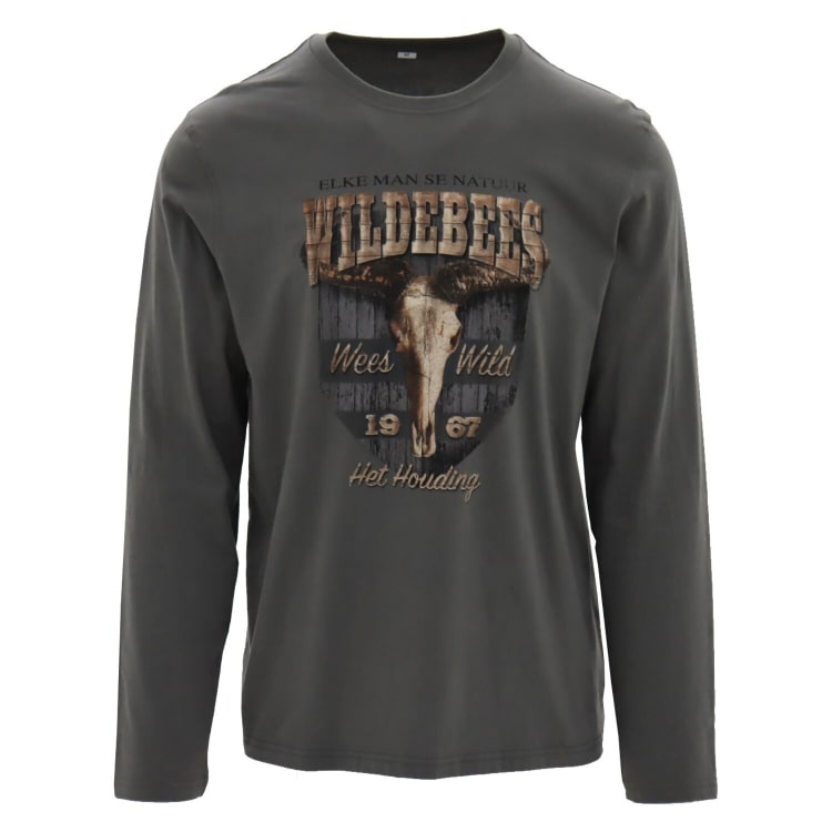 Wildebees Men's Woodlook Skull Long Sleeve Tee - default