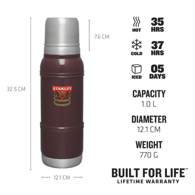 Stanley The Milestones Thermal Bottle 1L Garnet Gloss 1940 (Limited Edition) - default