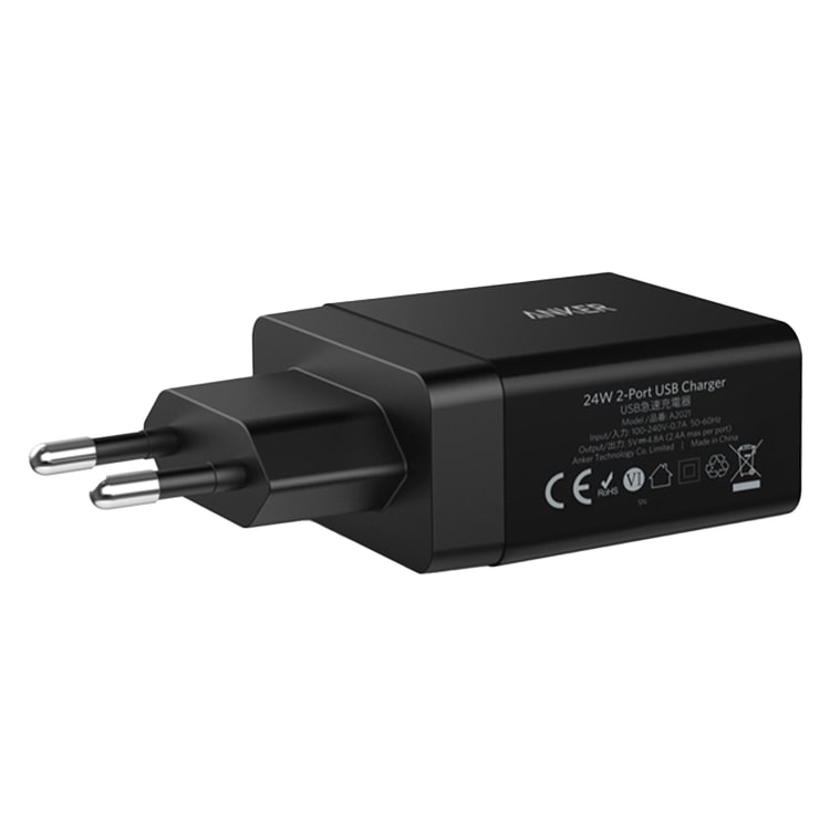 Anker 2-Port USB Wall Charger 24W Black - default