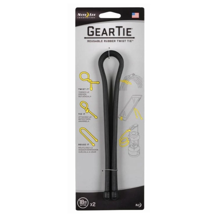 Nite Ize Gear Tie Reusable Twist Tie 18 inch/45.7cm 2 Pack Black - default