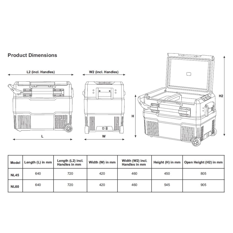 NL 45 Travel Box Fridge/Freezer with Handle and Wheels - default