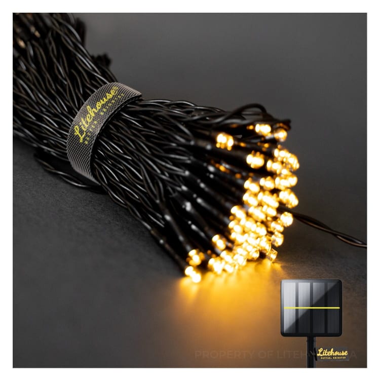 Litehouse Solar Outdoor LED Fairy Lights - Black String 20 Meter - default