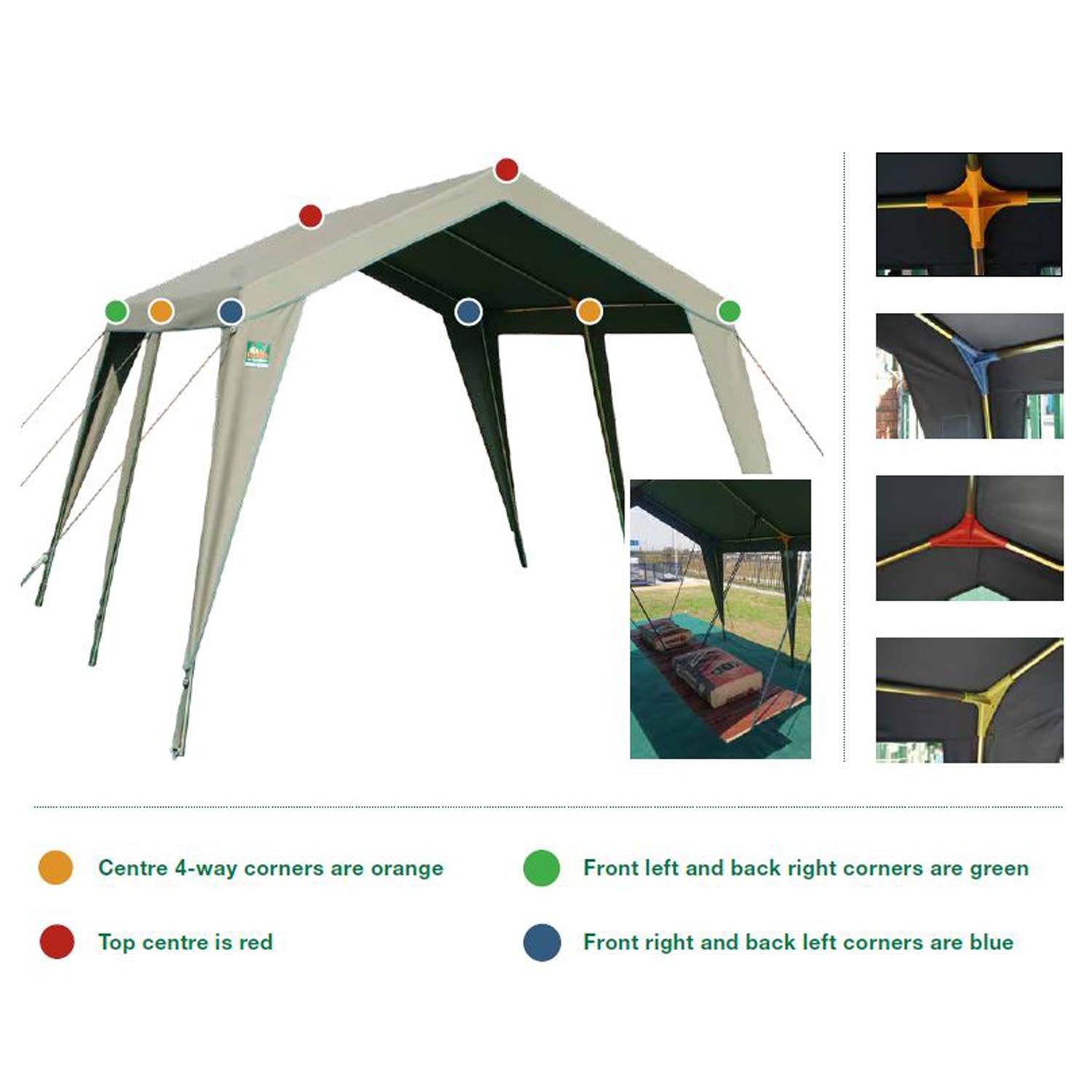 Tentco Senior Gazebo 3 Way Corner Blue Outdoor Warehouse