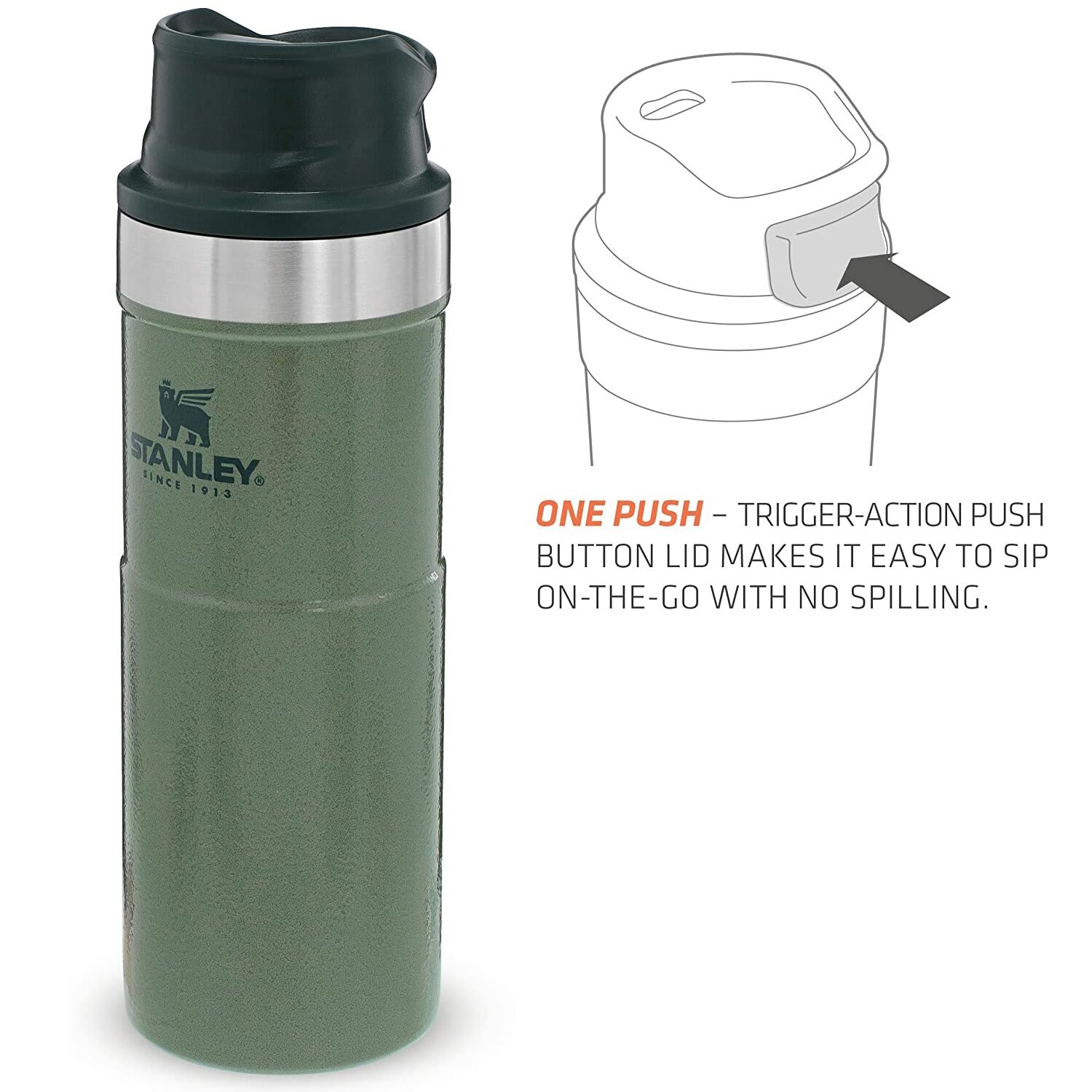 Stanley Classic Trigger Action Mug 470ml Hammertone Green 1010922