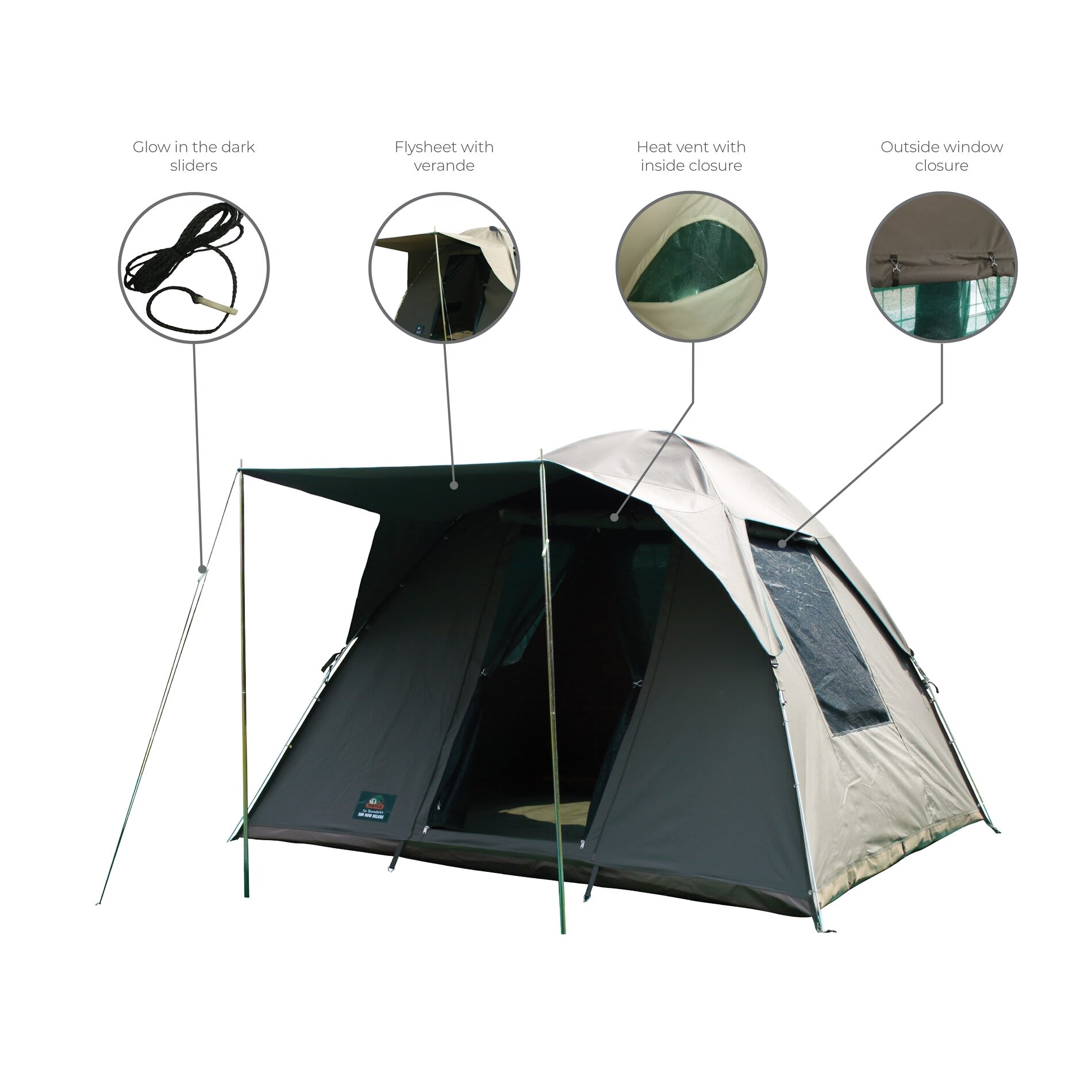 Tentco Senior Safari Bow Deluxe Canvas Tent 1011352 Outdoor Warehouse