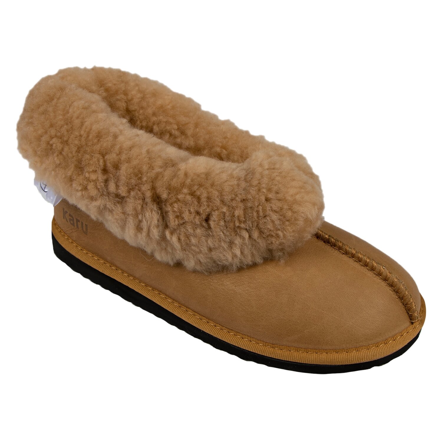 Karu Sheepskin Wool Slippers (Size: 3-7 Mid-Brown/Brown/Cream ...