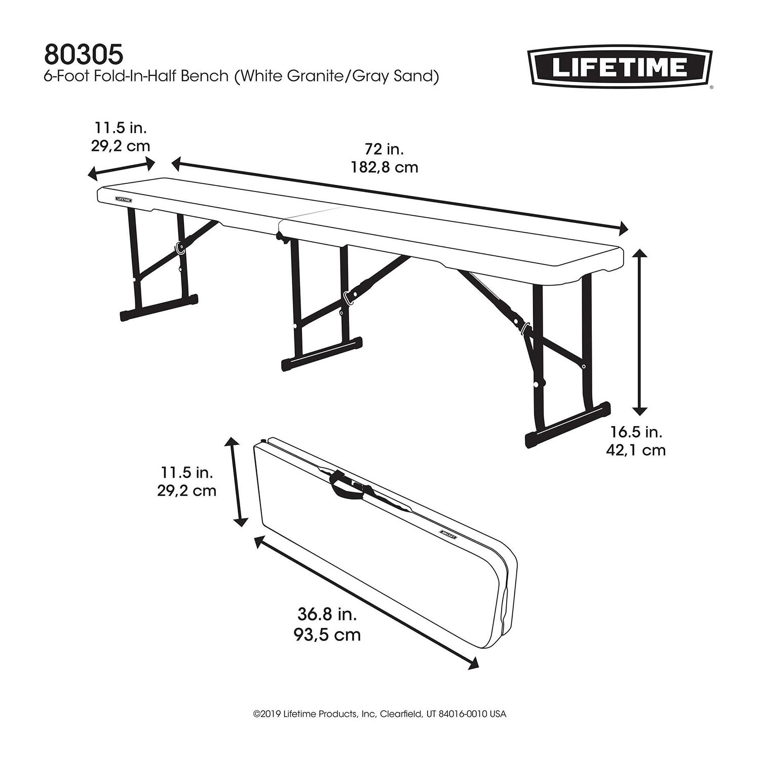 Lifetime 1.8M Bench 1014981 Outdoor Warehouse