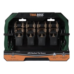 TrailBoss 4Pack Ratchet Tie Down with Rubber Handles