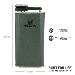 Stanley Classic Pocket Flask 236ml Easy Pour Wide Mouth Hammertone Green