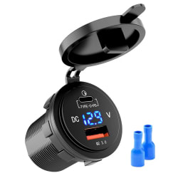 Lumeno TYPE C + QC3.0 Socket and Voltmeter