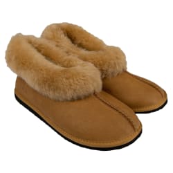 Karu Sheepskin Wool Slippers(Size:8-13 Mid Brown/Brown/Cream)