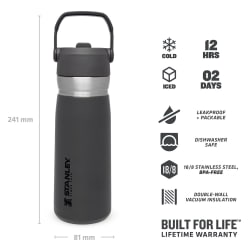 Stanley IceFlow Flip Straw Water Bottle 650ml Charcoal