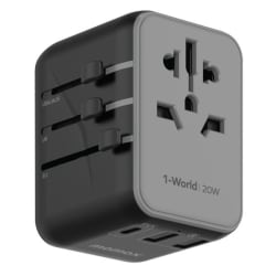 Momax 1-World 20W 3-Port + AC Travel Adapter Black