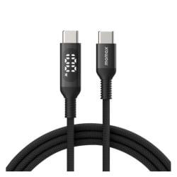 Momax EliteLink USB-C to USB-C PD 100W Braided Cable with LED Display 1.2m Black