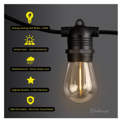 Litehouse Solar Festoon Outdoor Bulb String Lights 10 Meter