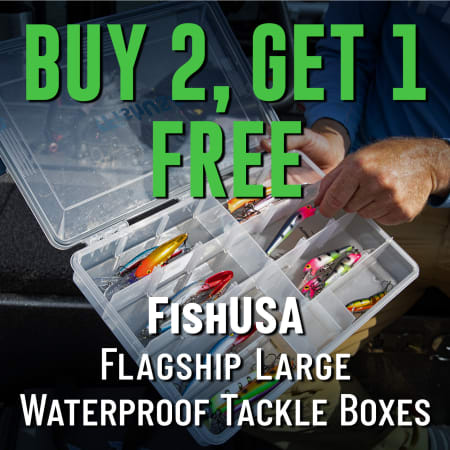 Buy 2, Get 1 Free FishUSA Flagship Large Waterproof Tackle Boxes