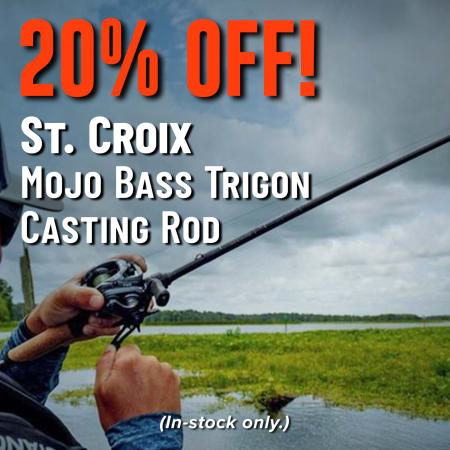 20% off St. Croix Mojo Bass Trigon Casting Rod. In-stock only.