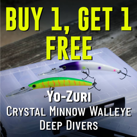 Buy 1, Get 1 Free Yo-Zuri Crystal Minnow Walleye Deep Divers