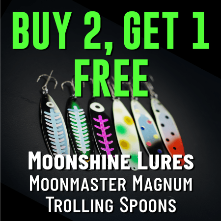 Buy 2, Get 1 Free Moonshine Moonmaster Magnum Trolling Spoons