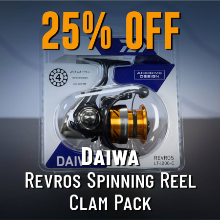 25% Off Daiwa Revros Spinning Reel - Clam Packs