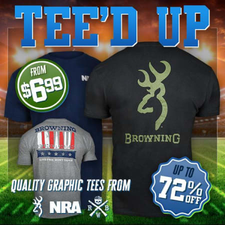 Tee'd up and ready to go. NRA, RWB & Browning tees