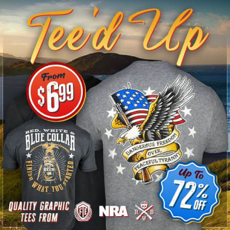 Tee'd up and ready to go. NRA, RWB & Browning tees