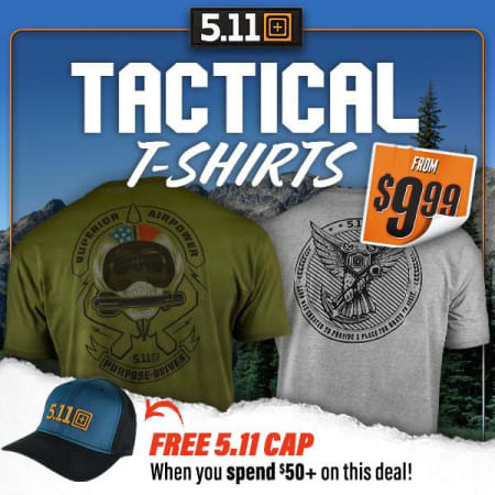 Dial 5.11, STAT: Tactical Tees from $9.99 + FREE Cap on $50+